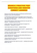 BRANCH 2 PRACTICE TEST QUESTIONS AND VERIFIED  CORRECT ANSWERS