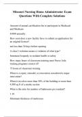 Missouri Nursing Home Administrator Exam Questions With Complete Solutions