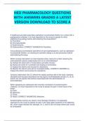 HESI PHARMACOLOGY QUESTIONS  WITH ANSWERS GRADED A LATEST  VERSION DOWNLOAD TO SCORE A