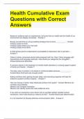 Health Cumulative Exam Questions with Correct Answers