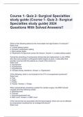 Course 1- Quiz 2- Surgical Specialties study guide (Course 1- Quiz 2- Surgical Specialties study guide) 2024 Questions With Solved Answers!!