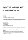 NASM BEHAVIOUR CHANGE SPECIALIST EXAM  (ACTUAL) LATEST 2024 WITH 250+ EXPERT CERTIFIED QUESTIONS AND ANSWERS I ALREADY GRADED A+ NEW! NEW!