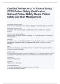 Certified Professional in Patient Safety,  CPPS Patient Safety Certification,  National Patient Safety Goals, Patient  Safety and Risk Management