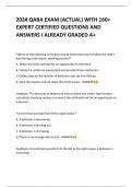 2024 QABA EXAM (ACTUAL) WITH 160+  EXPERT CERTIFIED QUESTIONS AND ANSWERS I ALREADY GRADED A+ 