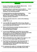 TEAS 7 MATHS 2024 WINTER FINAL EXAM QUESTION AND ANSWERS