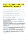 IFPC Certification Exam Questions with Correct Answers