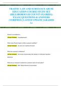 TRAFFIC LAW AND SUBSTANCE ABUSE  EDUCATION COURSE STUDY SET  (HILLSBOROUGH COUNTY FLORIDA) EXAM | QUESTIONS & ANSWERS  (VERIFIED) | LATEST UPDATE | GRADED  A+ 