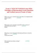 Exam 1: NUR 210/ NUR210 (Latest 2024) Principles of Pharmacology Exam| Questions and Verified Answers| Grade A| Galen