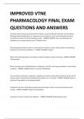 IMPROVED VTNE  PHARMACOLOGY FINAL EXAM  QUESTIONS AND ANSWERS