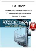 TEST BANK For Introduction to Statistical Investigations, 2nd Edition by Nathan Tintle; Beth L. Chance, Verified Chapters 1 - 11, Complete Newest Version