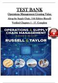 TEST BANK For Operations and Supply Chain Management, 11th Edition by Roberta S. Russell, Bernard W. Taylor, Verified Chapters 1 - 17, Complete Newest Version