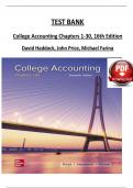 TEST BANK For College Accounting Chapters 1-30, 16th Edition by David Haddock, John Price, Verified Newest Version