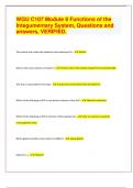 WGU C107 Module 8 Functions of the Integumentary System, Questions and answers, VERIFIED