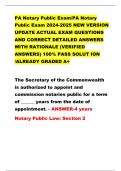 PA Notary Public Exam/PA Notary Public Exam 2024-2025 NEW VERSION UPDATE ACTUAL EXAM QUESTIONS AND CORRECT DETAILED ANSWERS WITH RATIONALE (VERIFIED ANSWERS) 100% PASS SOLUT ION /ALREADY GRADED A+