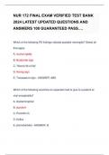 NUR 172 FINAL EXAM VERIFIED TEST BANK  2024 LATEST UPDATED QUESTIONS AND  ANSWERS 100 GUARANTEED PASS….