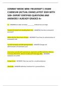 COMBAT MEDIC 68W: FIELDCRAFT 1 EXAM  C168W144 (ACTUAL EXAM) LATEST 2024 WITH  100+ EXPERT CERTIFIED QUESTIONS AND ANSWERS I ALREADY GRADED A+  