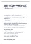 Semmelweis Entrance Exam Medicine Biology (Questions & Answers) Verified 100% Correct!!