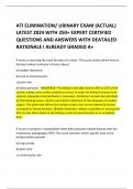 ATI ELIMINATION/ URINARY EXAM (ACTUAL)  LATEST 2024 WITH 250+ EXPERT CERTIFIED  QUESTIONS AND ANSWERS WITH DEATAILED RATIONALE I ALREADY GRADED A+   