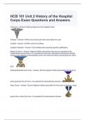 HCB 101 Unit 2 History of the Hospital Corps Exam Questions and Answers 2024