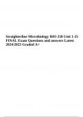 Straighterline Microbiology BIO 250 Unit 1-25 FINAL Exam Questions and answers Latest 2024 | Straighterline Microbiology Lab BIO250L Lab 3 Structure & Microscopy  | Straighterline Microbiology Lab BIO250L Lab 4 Selective Media & Agar Worksheet & Straighte