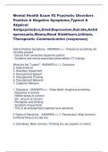 Mental Health Exam #2 Psychotic Disorders Positive & Negative Symptoms,Typical & Atypical Antipsychotics,Grief,Depression,Suicide,Antidepressants,Mania,Mood Stabilizers,Lithium, Therapeutic Communication (responses)