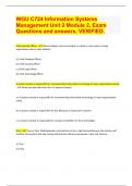 WGU C724 Information Systems Management Unit 2 Module 2, Exam Questions and answers, VERIFIED