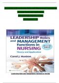 TEST BANK For Leadership Roles and Management Functions in Nursing Theory and Application, 11th Edition By (Huston, 2024), Verified Chapters 1 - 25, Complete Newest Version