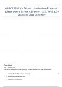 All BIOL 2051 for Tatiana Luzan Lecture Exams and quizzes Exam 1 (Grade 9.60 out of 10.00 96%) 2024 Louisiana State University