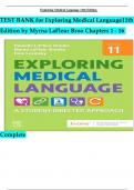 Exploring Medical Language 11th Edition TEST BANK by Myrna LaFleur Brooks, Verified Chapters 1 - 16, Complete Newest Version