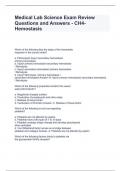 Medical Lab Science Exam Review Questions and Answers - CH4- Hemostasis