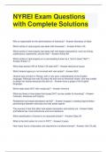 NYREI Exam Questions with Complete Solutions