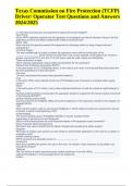 Texas Commission on Fire Protection (TCFP) Driver/ Operator Test Questions and Answers 2024/2025 | 100% Verified | Graded.