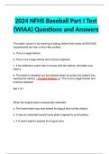 2024 NFHS Baseball Part I Test (WIAA) Questions and Answers