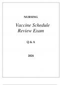 NURSING VACCINE SCHEDULE REVIEW EXAM Q & A 2024