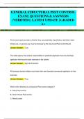 GENERAL STRUCTURAL PEST CONTROL EXAM | QUESTIONS & ANSWERS  (VERIFIED) | LATEST UPDATE | GRADED  A+ 