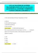 LP GAS MASTER QUALIFIER:  TRANSPORTATION OF LPGAS EXAM |  QUESTIONS & ANSWERS (VERIFIED) |  LATEST UPDATE | GRADED A+