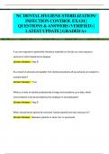 NC DENTAL HYGIENE STERILIZATION/  INFECTION CONTROL EXAM |  QUESTIONS & ANSWERS (VERIFIED) |  LATEST UPDATE | GRADED A+