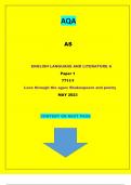 AQA AS ENGLISH LANGUAGE AND LITERATURE A Paper 1 7711/1 Love through the ages: Shakespeare and poetry Questions And Marking Scheme Graded A+