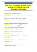 MLT 108 - Urinalysis & Body Fluids - Chemical Examination With Complete Solutions