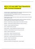 Bundle For HCA 115  Exam Questions with Correct Answers