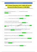 MLT Clinical Chemistry Unit 1 With All Correct Answers/Verified Answers (+100 Q&A)