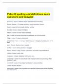 Pellet-B spelling and definitions exam questions and answers