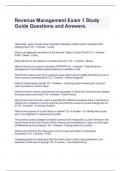 Revenue Management Exam 1 Study Guide Questions and Answers