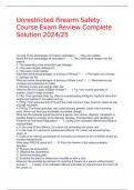 Unrestricted Firearm Safety Course Exam Review Complete Solution 2024/25