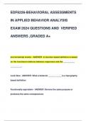 EDF6226-BEHAVIORAL ASSESSMENTS  IN APPLIED BEHAVIOR ANALYSIS  EXAM 2024 QUESTIONS AND VERIFIED  ANSWERS ,GRADED A+