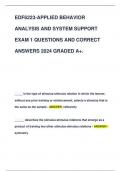 EDF6223-APPLIED BEHAVIOR  ANALYSIS AND SYSTEM SUPPORT  EXAM 1 QUESTIONS AND CORRECT  ANSWERS 2024 GRADED A+.