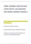 ARDMS –ABDOMEN REGISTRY EXAM LATEST UPDATE 2024 QUESTIONS  AND CORRECT ANSWERS ,GRADED A