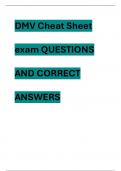 DMV Cheat Sheet  exam QUESTIONS  AND CORRECT  ANSWERS