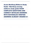 Acute Med/Surg Midterm Study Guide / Med-Surg nursing midterm study guide EXAM COMPLETE QUESTIONS AND CORRECT DETAILED ANSWERS WITH RATIONALES VERIFIED ANSWERS ALREADY GRADED A+