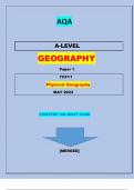 AQA A-LEVEL GEOGRAPHY Paper 1 7037/1 [Physical Geography]|QUESTIONS & MARKING SCHEME|  